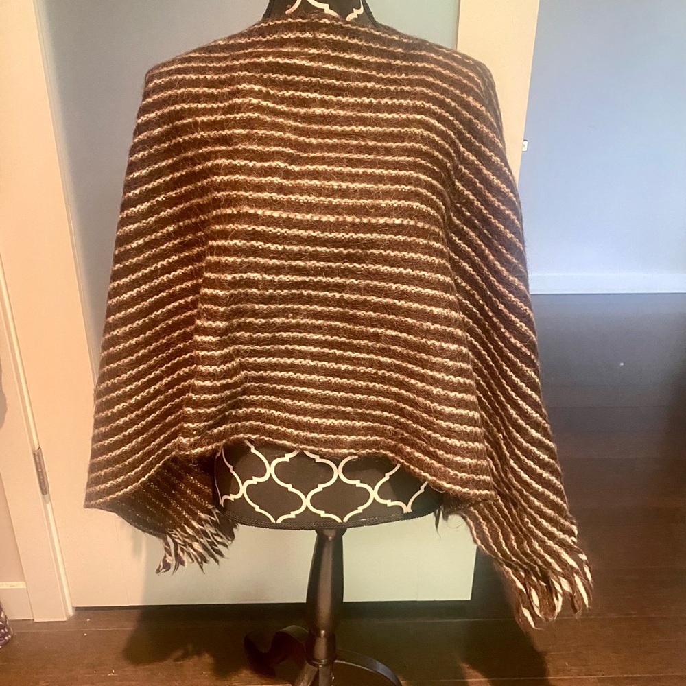 Brown and cream poncho